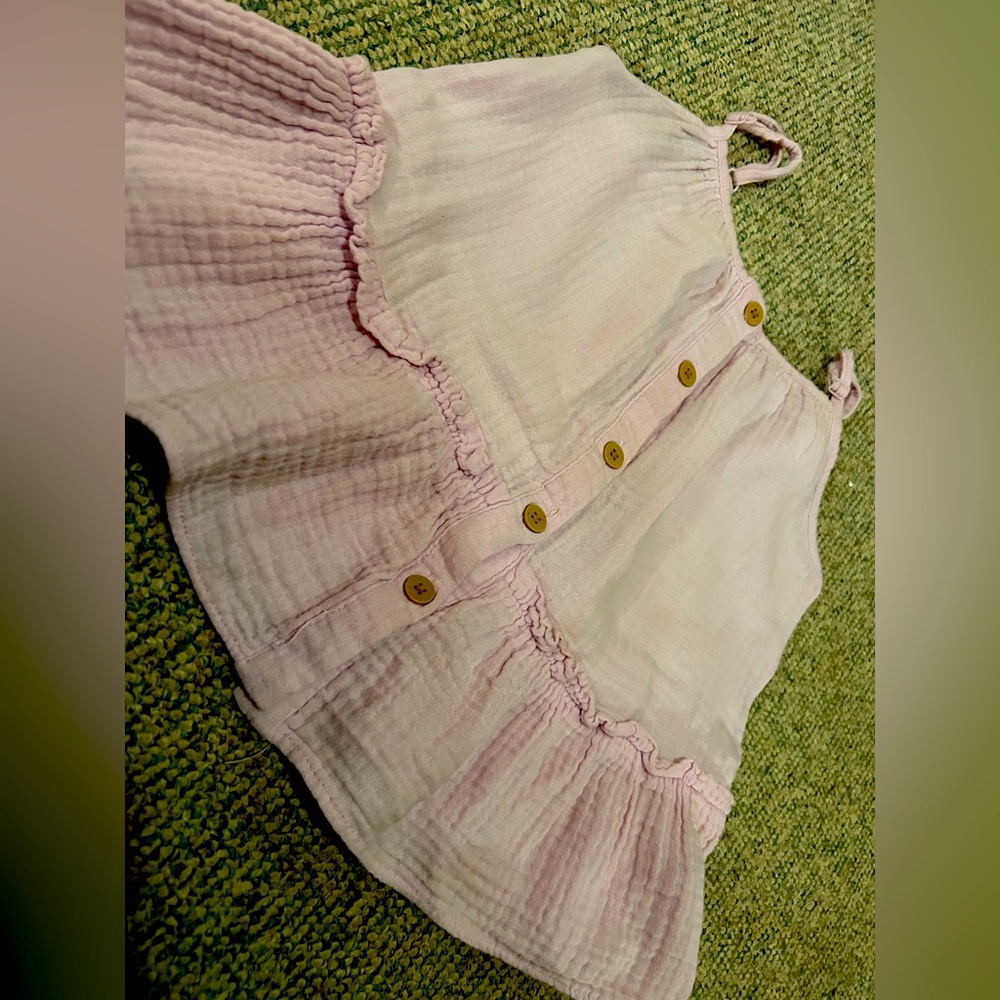 Cat & Jack Lilac Button-Front Ruffle Top - Picture 2 of 2